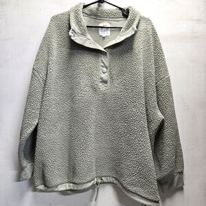C&C California Sherpa Fleece Sweater Sweatshirt Womens 2X Pullover Snap Collar